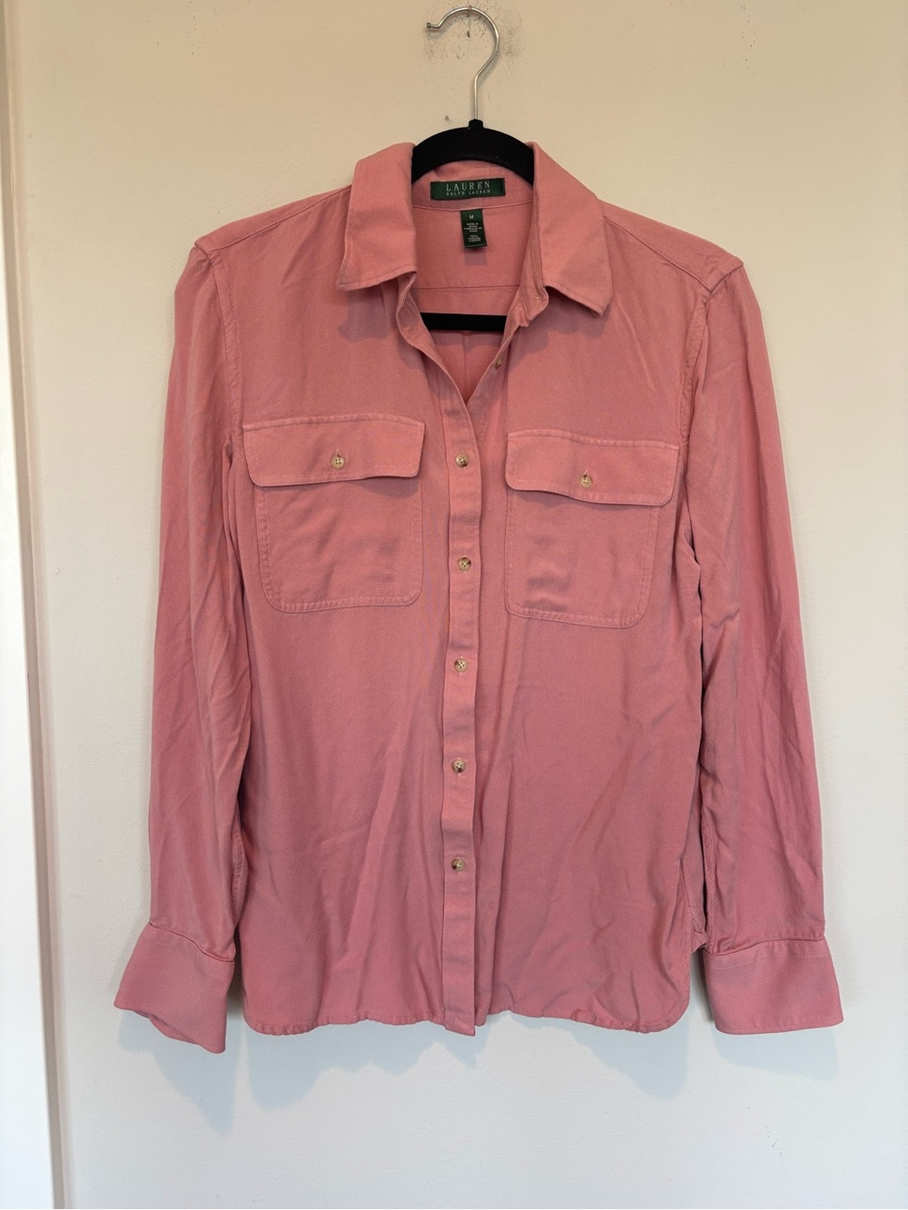 Ralph Lauren Flannel Pink Long-Sleeve Button-Down Shirt